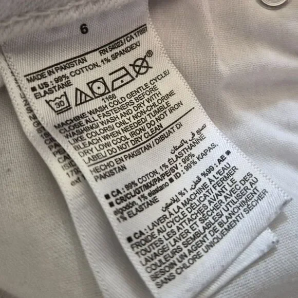 Old Navy O.G. Straight High-Waisted Secret Smooth White Jeans Size 6 Raw Hem - Picture 7 of 9